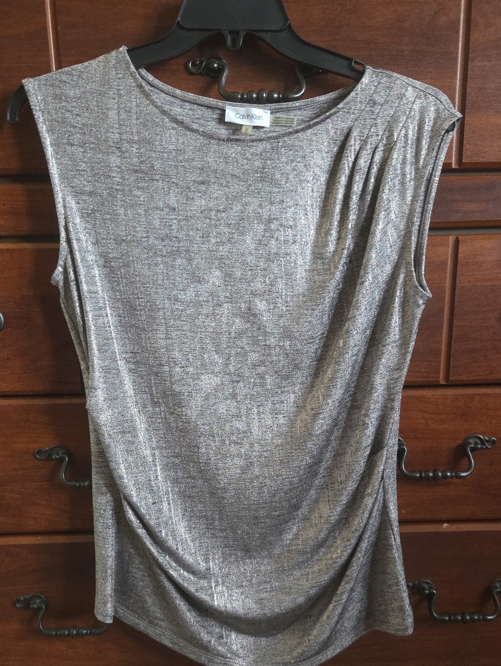 Calvin Klein Metallic Silver-Gray Sleeveless Camisole size M